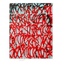 Kostnice, Ossuary, akryl na plátně, drát, acrylic on canvas, wire, 155 x 120 cm, 2018