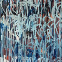 Untitled 2, emailová barva a akryl na plátně, 60 x 105 cm, 2016